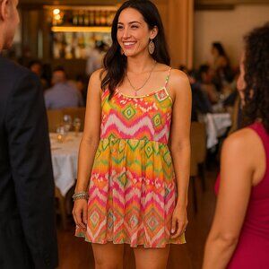 Millau Size Small Boho Multi Color Mini Dress